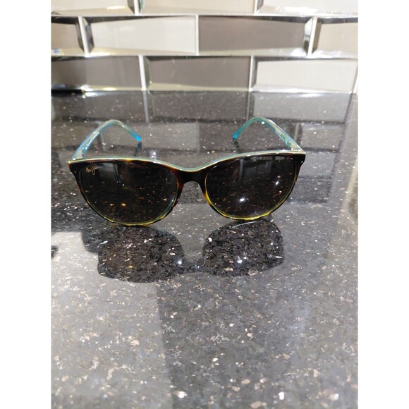 Maui Jim Tortoise Shell Frame Sunglasses with Teal Temples and Dark Lenses main image 15